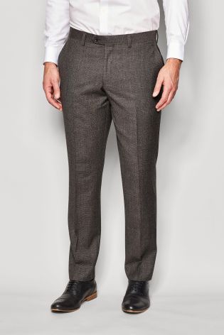 Brown Signature Textured Slim Fit Suit: Trousers